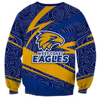 West Coast Eagles Australian Football Sweatshirt Fierce Eagle Mascot With Indigenous Pattern Art
