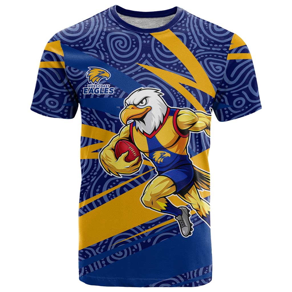 West Coast Eagles Australian Football T Shirt Fierce Eagle Mascot With Indigenous Pattern Art