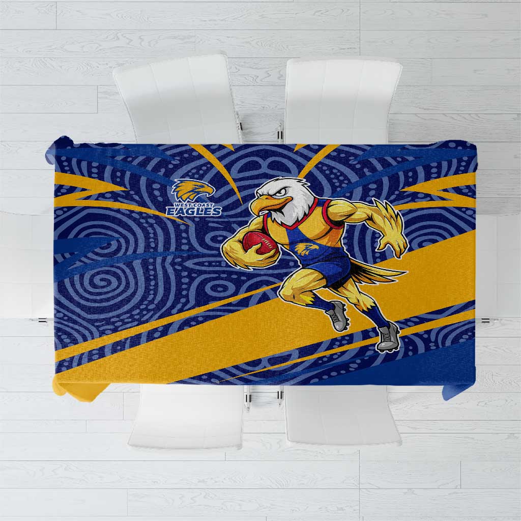 West Coast Eagles Australian Football Tablecloth Fierce Eagle Mascot With Indigenous Pattern Art
