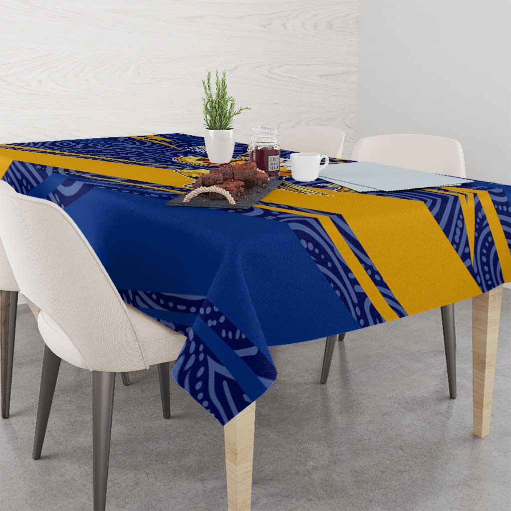 West Coast Eagles Australian Football Tablecloth Fierce Eagle Mascot With Indigenous Pattern Art