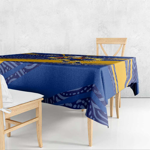 West Coast Eagles Australian Football Tablecloth Fierce Eagle Mascot With Indigenous Pattern Art