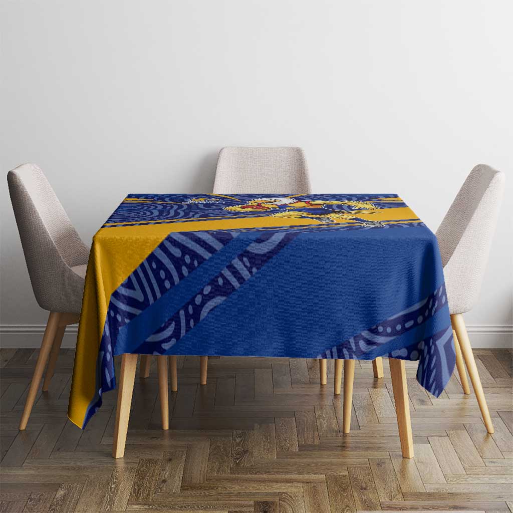 West Coast Eagles Australian Football Tablecloth Fierce Eagle Mascot With Indigenous Pattern Art