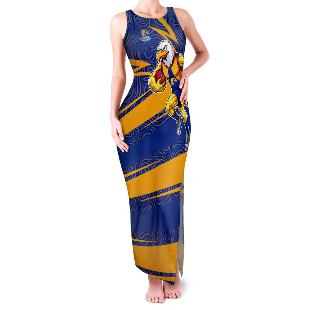 West Coast Eagles Australian Football Tank Maxi Dress Fierce Eagle Mascot With Indigenous Pattern Art