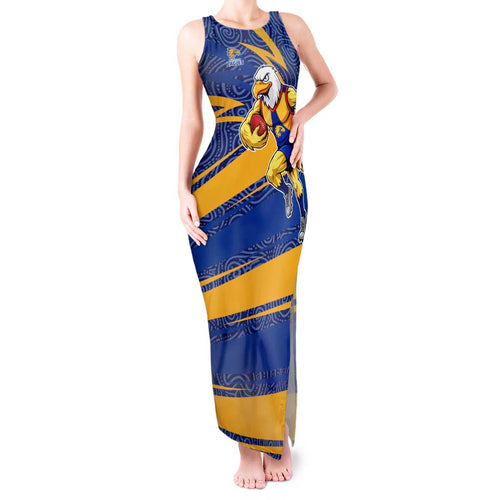 West Coast Eagles Australian Football Tank Maxi Dress Fierce Eagle Mascot With Indigenous Pattern Art