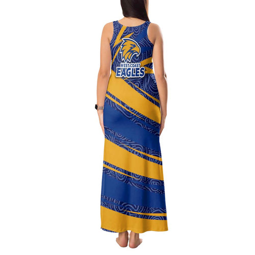 West Coast Eagles Australian Football Tank Maxi Dress Fierce Eagle Mascot With Indigenous Pattern Art