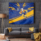 West Coast Eagles Australian Football Tapestry Fierce Eagle Mascot With Indigenous Pattern Art