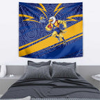 West Coast Eagles Australian Football Tapestry Fierce Eagle Mascot With Indigenous Pattern Art