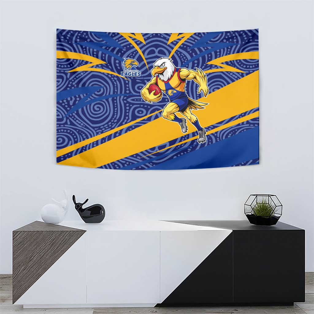 West Coast Eagles Australian Football Tapestry Fierce Eagle Mascot With Indigenous Pattern Art