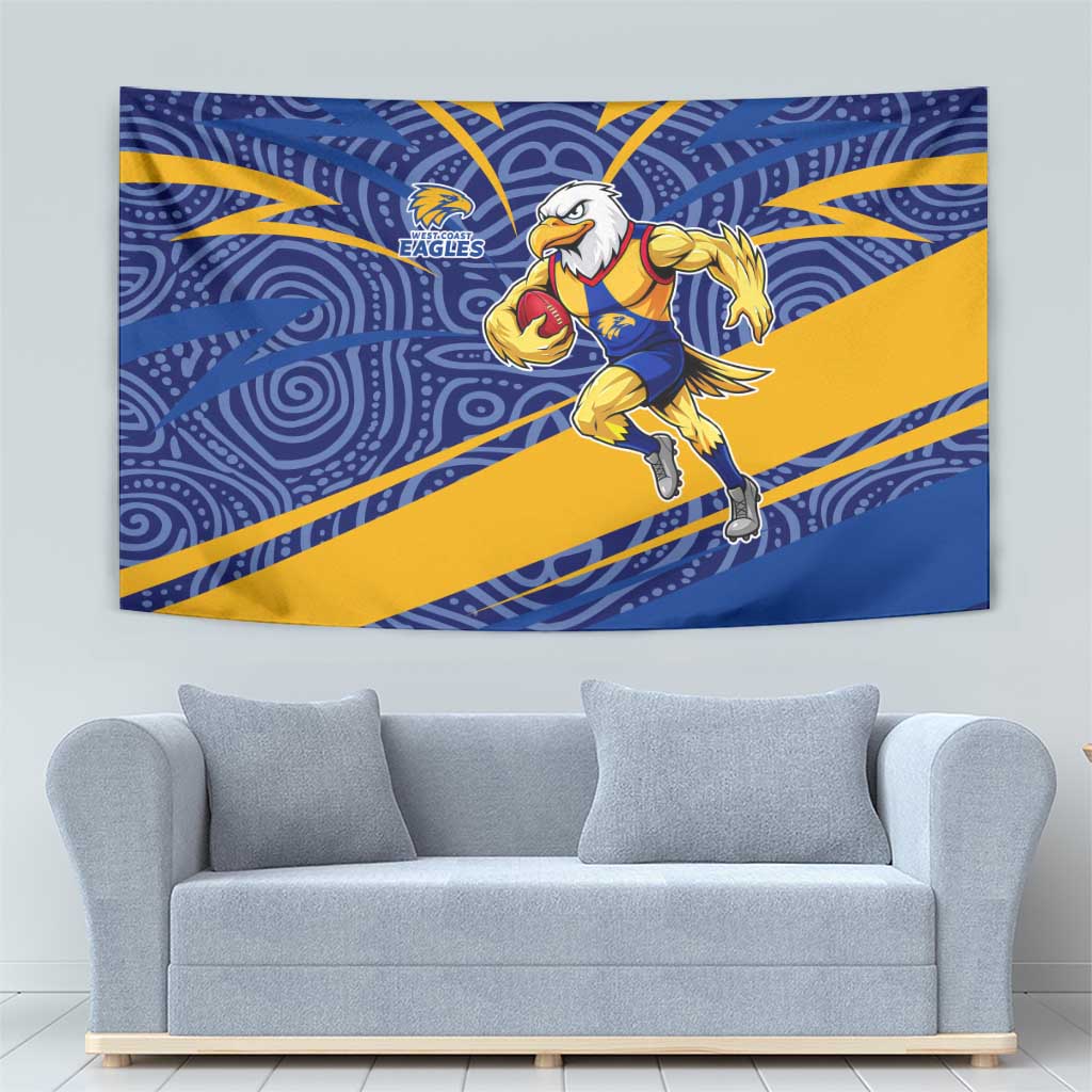 West Coast Eagles Australian Football Tapestry Fierce Eagle Mascot With Indigenous Pattern Art