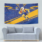 West Coast Eagles Australian Football Tapestry Fierce Eagle Mascot With Indigenous Pattern Art