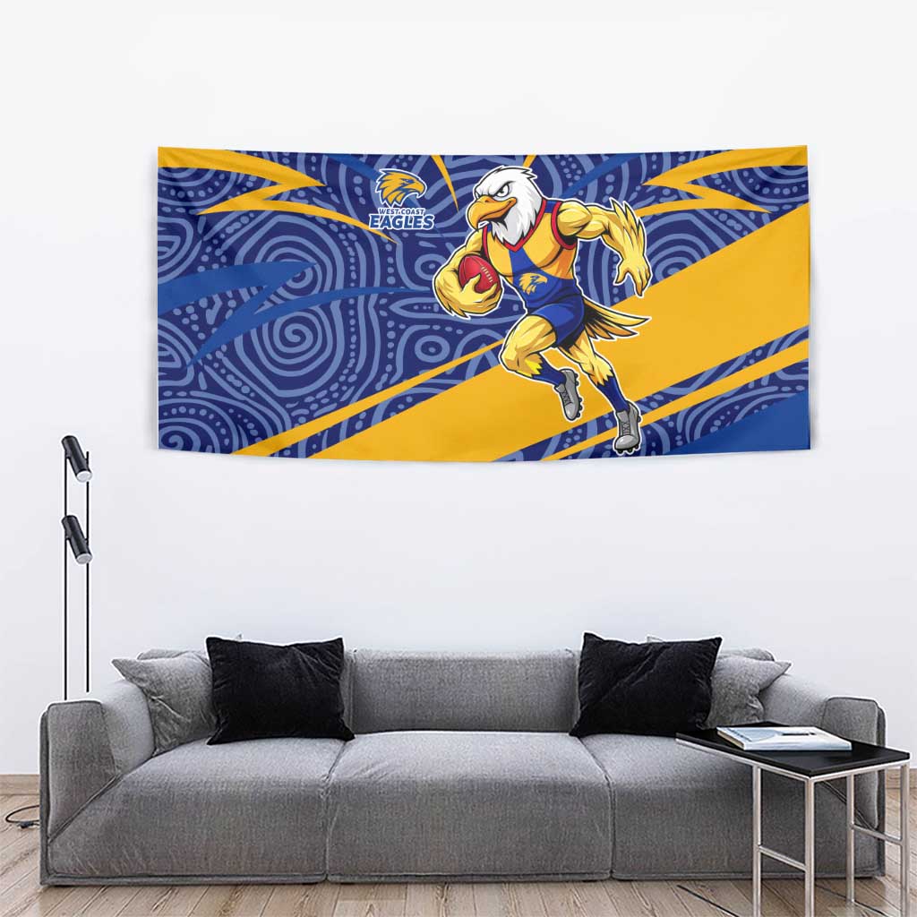 West Coast Eagles Australian Football Tapestry Fierce Eagle Mascot With Indigenous Pattern Art