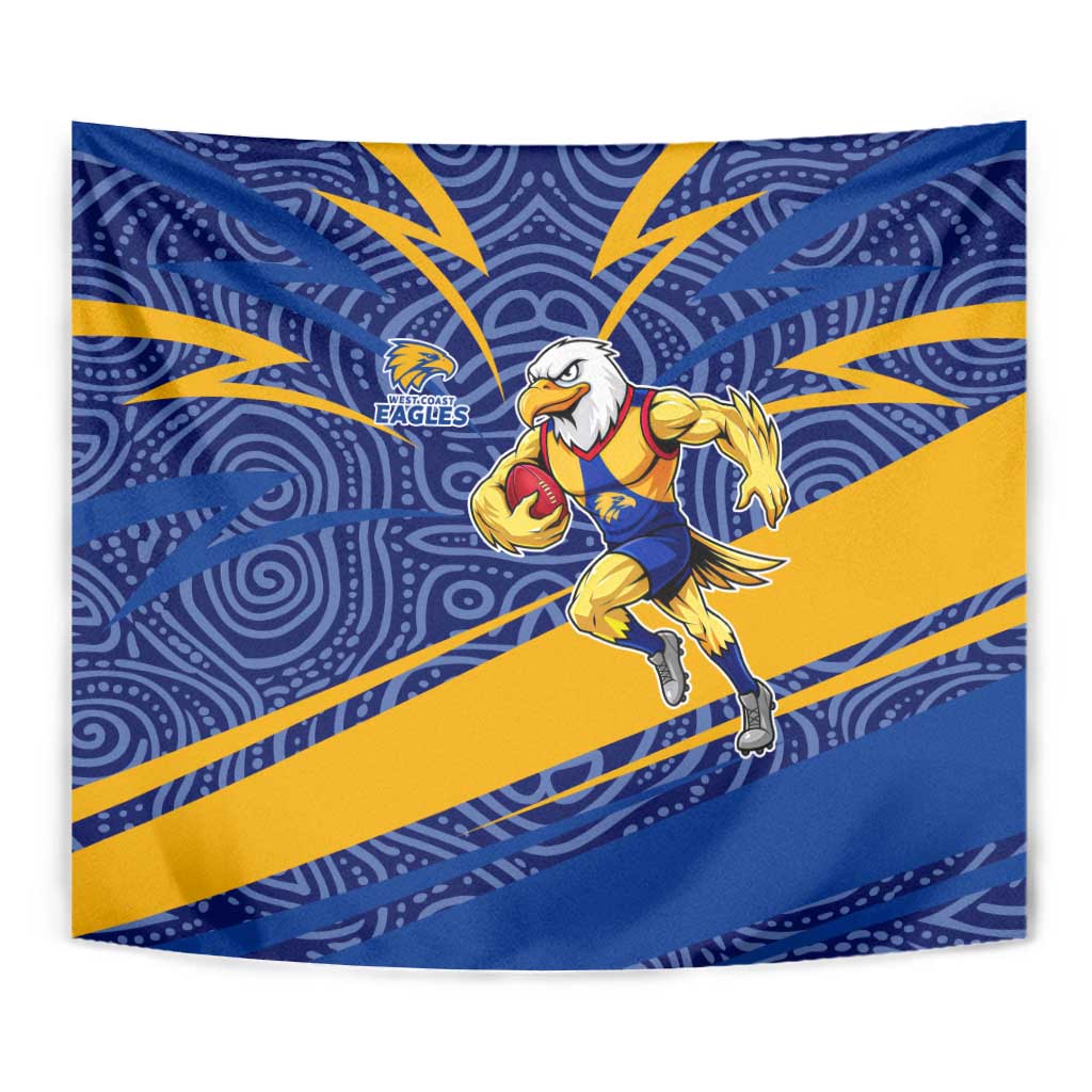 West Coast Eagles Australian Football Tapestry Fierce Eagle Mascot With Indigenous Pattern Art