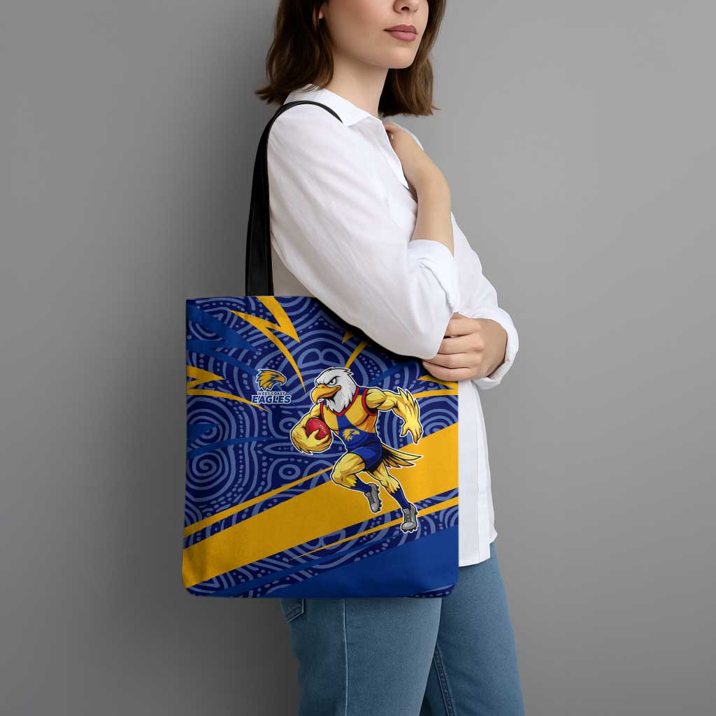 West Coast Eagles Australian Football Tote Bag Fierce Eagle Mascot With Indigenous Pattern Art
