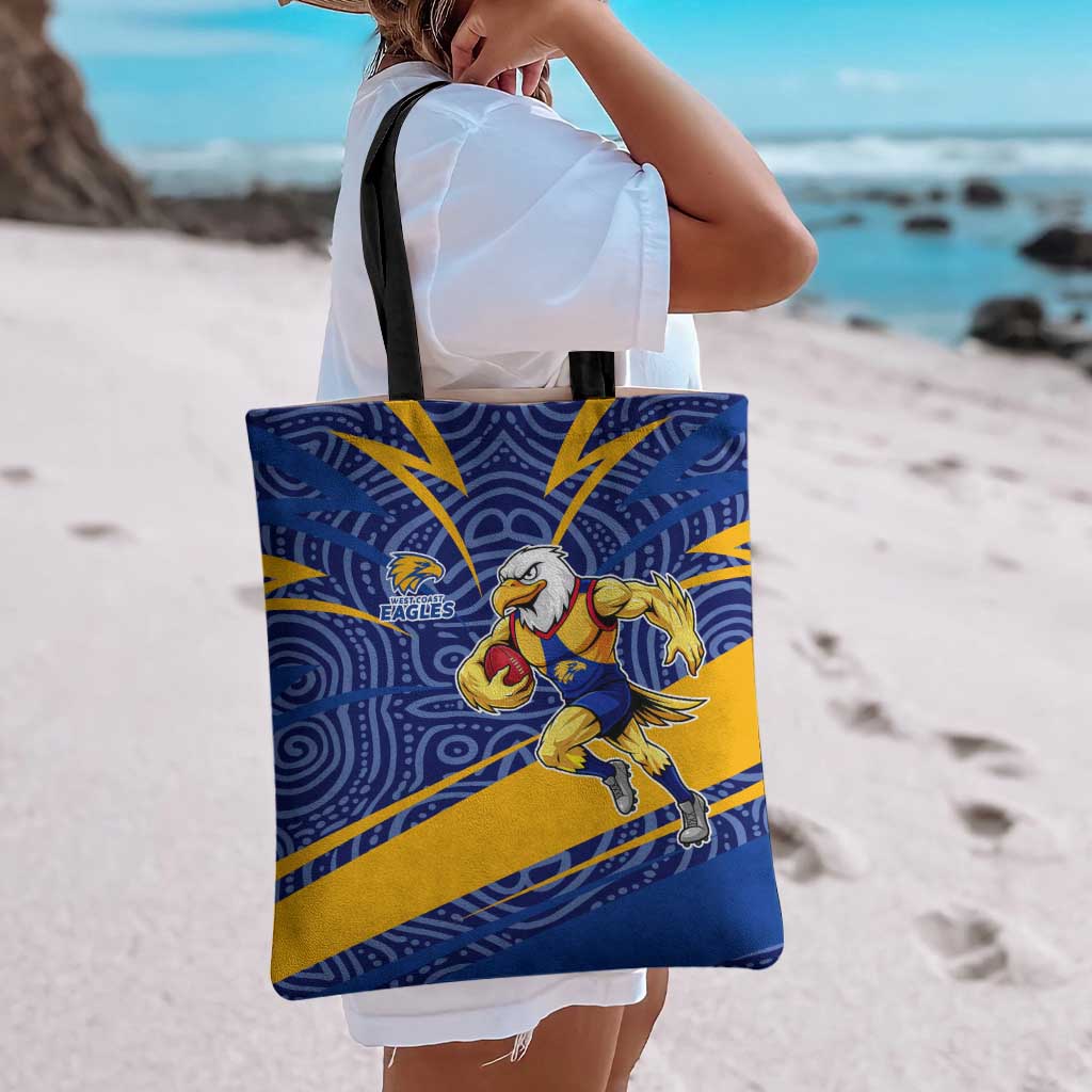 West Coast Eagles Australian Football Tote Bag Fierce Eagle Mascot With Indigenous Pattern Art