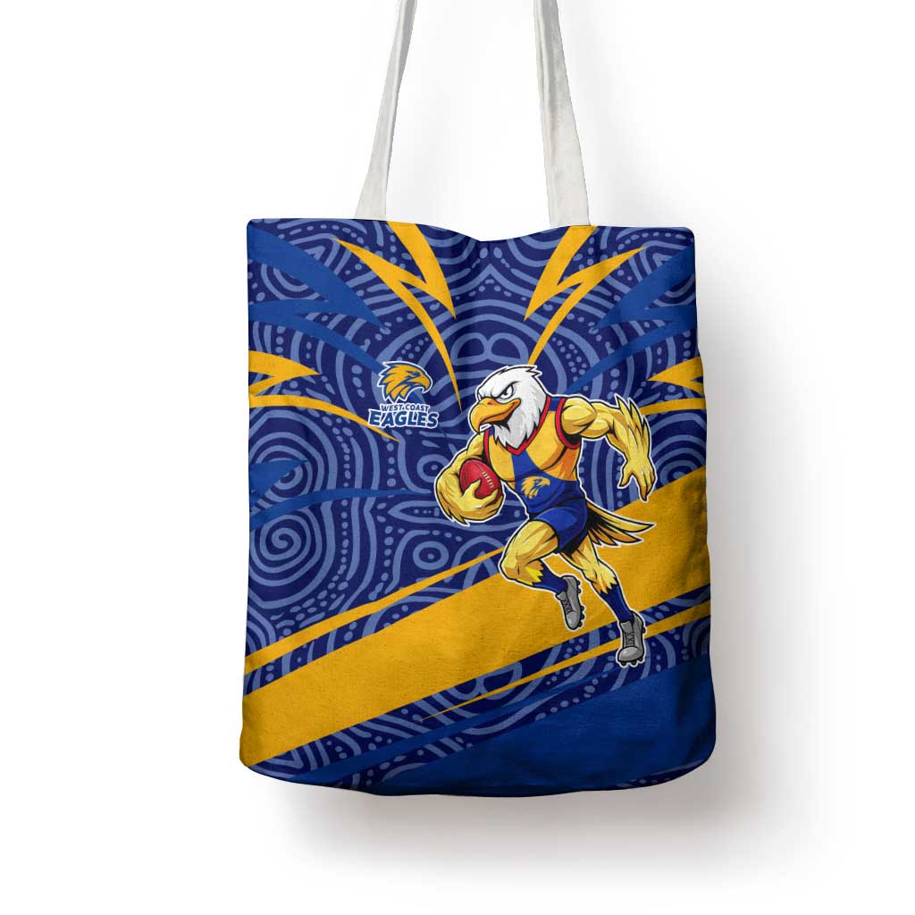 West Coast Eagles Australian Football Tote Bag Fierce Eagle Mascot With Indigenous Pattern Art