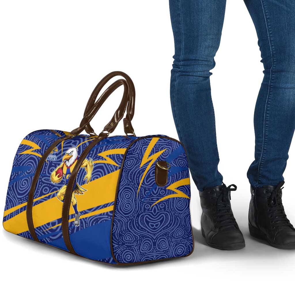 West Coast Eagles Australian Football Travel Bag Fierce Eagle Mascot With Indigenous Pattern Art
