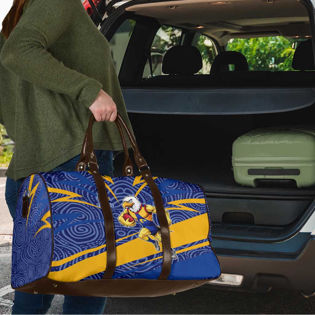 West Coast Eagles Australian Football Travel Bag Fierce Eagle Mascot With Indigenous Pattern Art