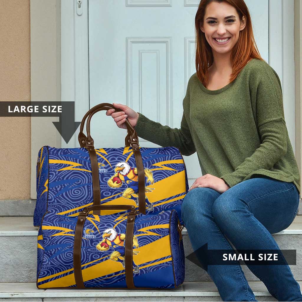 West Coast Eagles Australian Football Travel Bag Fierce Eagle Mascot With Indigenous Pattern Art