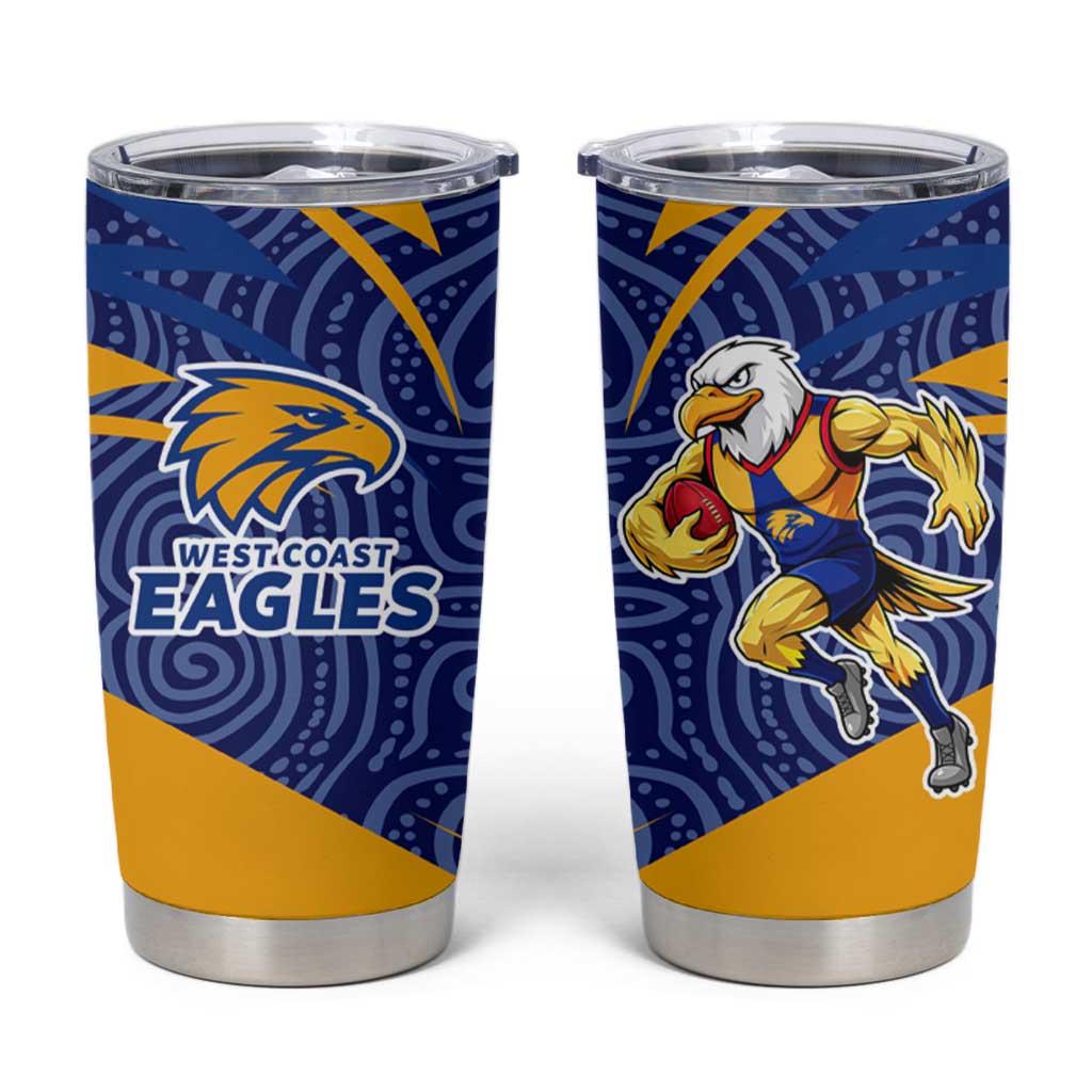 West Coast Eagles Australian Football Tumbler Cup Fierce Eagle Mascot With Indigenous Pattern Art