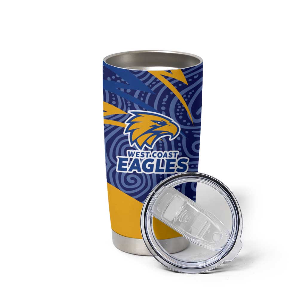 West Coast Eagles Australian Football Tumbler Cup Fierce Eagle Mascot With Indigenous Pattern Art