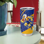 West Coast Eagles Australian Football Tumbler Cup Fierce Eagle Mascot With Indigenous Pattern Art