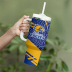West Coast Eagles Australian Football Tumbler With Handle Fierce Eagle Mascot With Indigenous Pattern Art