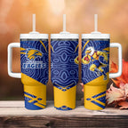 West Coast Eagles Australian Football Tumbler With Handle Fierce Eagle Mascot With Indigenous Pattern Art