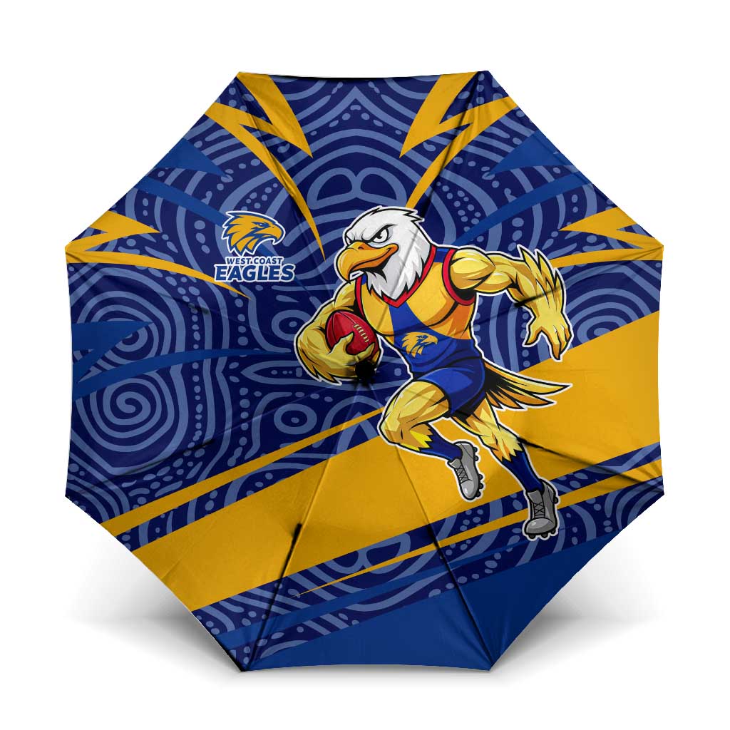 West Coast Eagles Australian Football Umbrella Fierce Eagle Mascot With Indigenous Pattern Art
