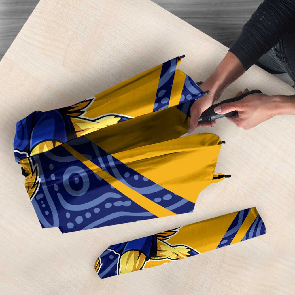 West Coast Eagles Australian Football Umbrella Fierce Eagle Mascot With Indigenous Pattern Art