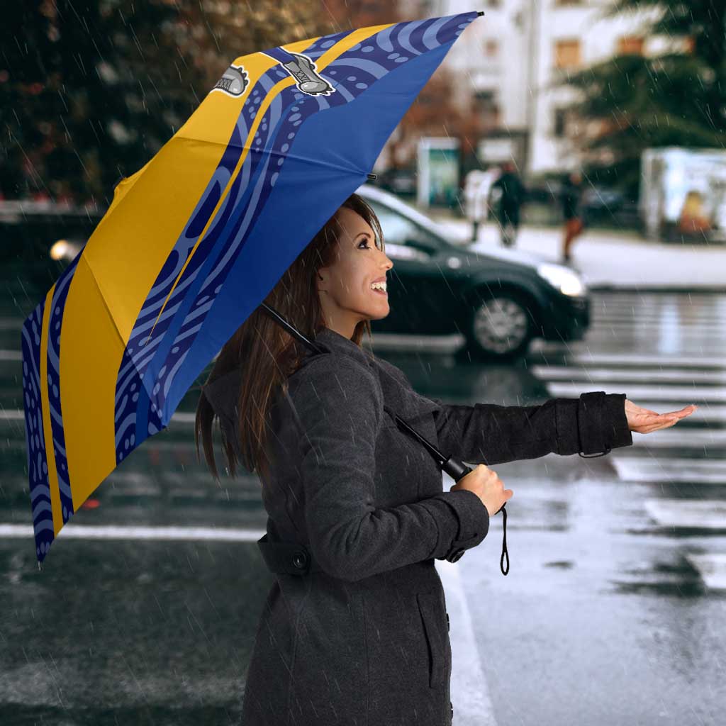 West Coast Eagles Australian Football Umbrella Fierce Eagle Mascot With Indigenous Pattern Art