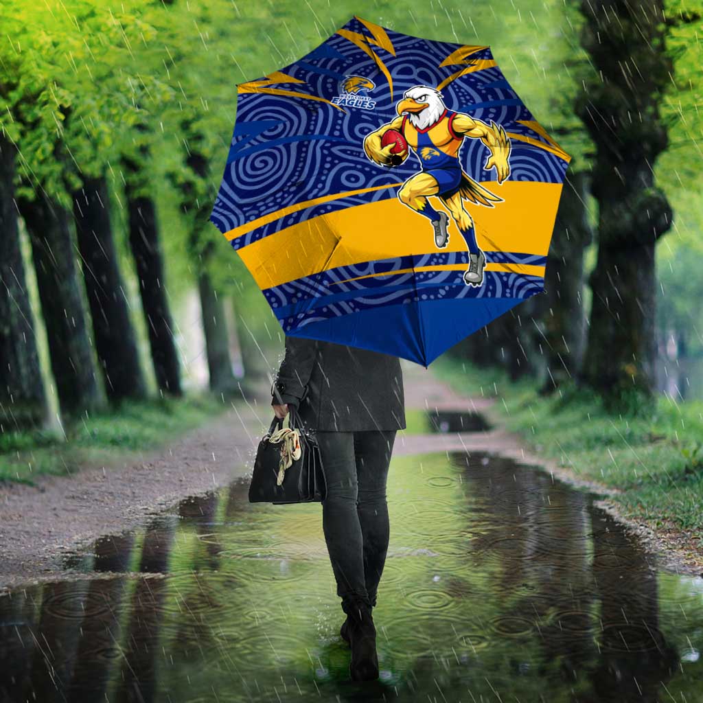 West Coast Eagles Australian Football Umbrella Fierce Eagle Mascot With Indigenous Pattern Art