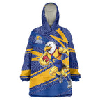 West Coast Eagles Australian Football Wearable Blanket Hoodie Fierce Eagle Mascot With Indigenous Pattern Art