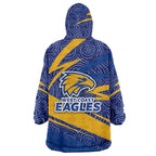 West Coast Eagles Australian Football Wearable Blanket Hoodie Fierce Eagle Mascot With Indigenous Pattern Art