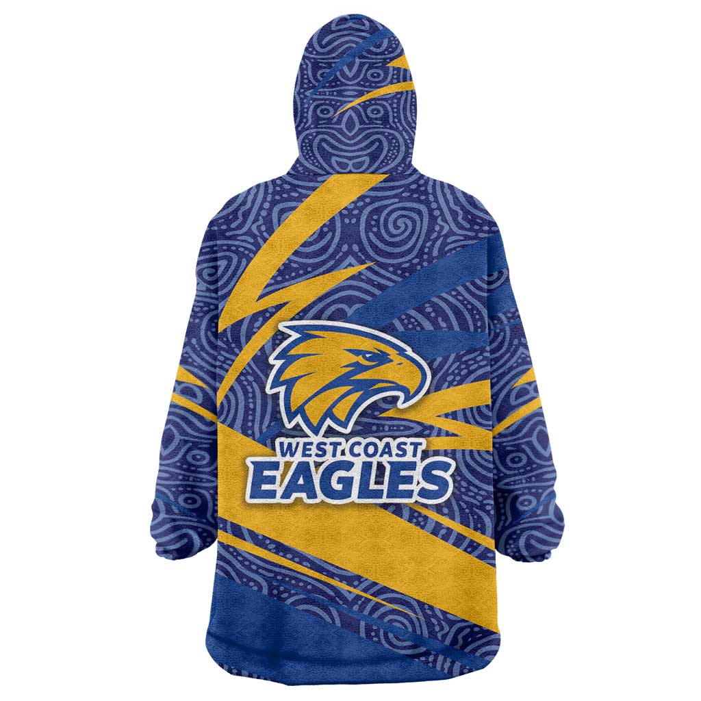 West Coast Eagles Australian Football Wearable Blanket Hoodie Fierce Eagle Mascot With Indigenous Pattern Art
