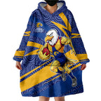 West Coast Eagles Australian Football Wearable Blanket Hoodie Fierce Eagle Mascot With Indigenous Pattern Art