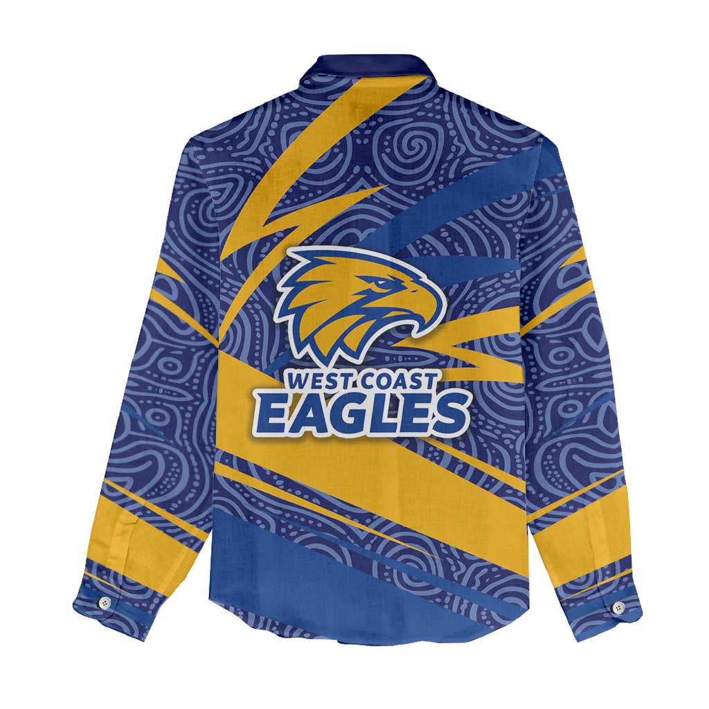 West Coast Eagles Australian Football Women Casual Shirt Fierce Eagle Mascot With Indigenous Pattern Art