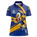 West Coast Eagles Australian Football Women Polo Shirt Fierce Eagle Mascot With Indigenous Pattern Art