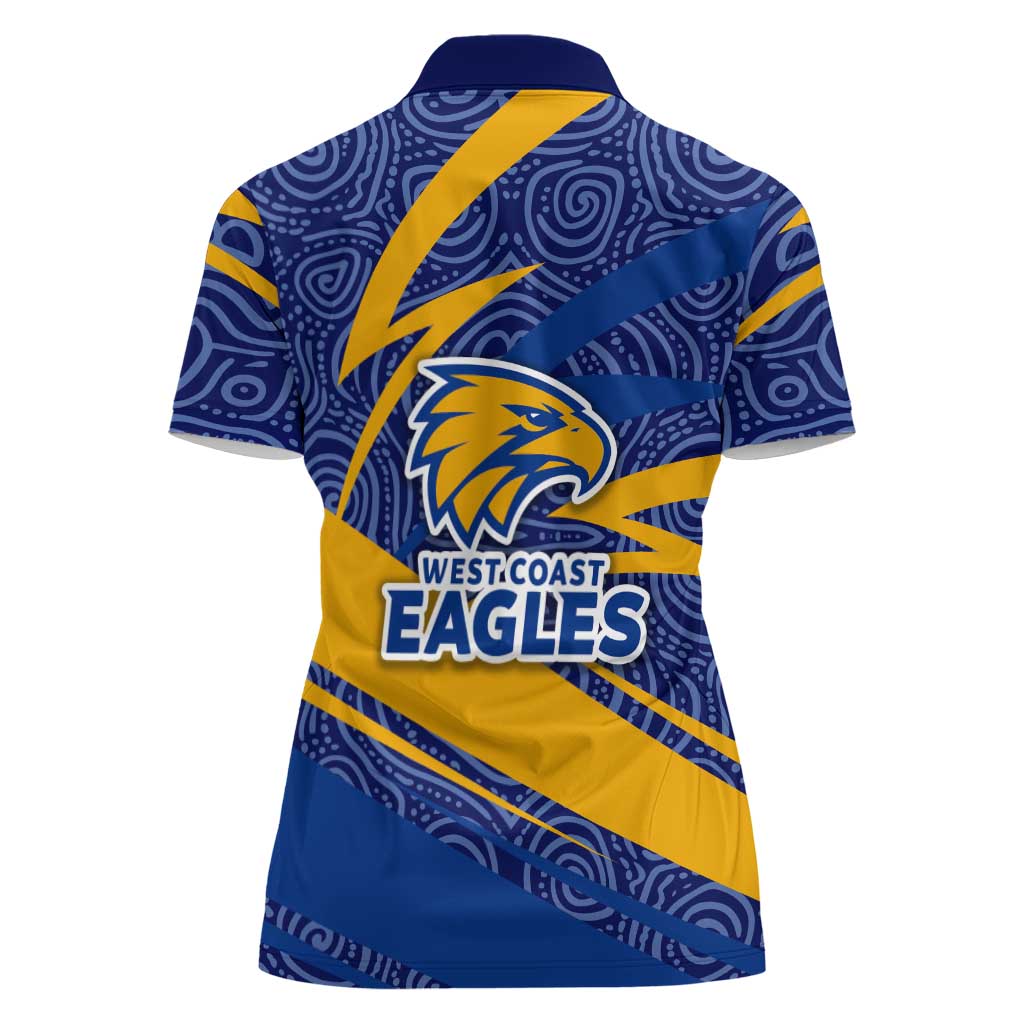 West Coast Eagles Australian Football Women Polo Shirt Fierce Eagle Mascot With Indigenous Pattern Art
