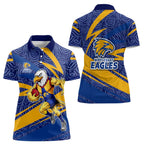 West Coast Eagles Australian Football Women Polo Shirt Fierce Eagle Mascot With Indigenous Pattern Art