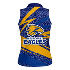 West Coast Eagles Australian Football Women Sleeveless Polo Shirt Fierce Eagle Mascot With Indigenous Pattern Art