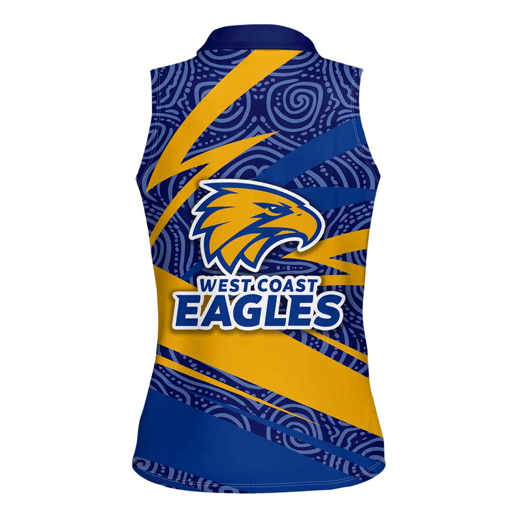 West Coast Eagles Australian Football Women Sleeveless Polo Shirt Fierce Eagle Mascot With Indigenous Pattern Art