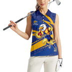 West Coast Eagles Australian Football Women Sleeveless Polo Shirt Fierce Eagle Mascot With Indigenous Pattern Art