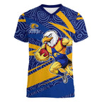 West Coast Eagles Australian Football Women V-Neck T-Shirt Fierce Eagle Mascot With Indigenous Pattern Art