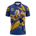 West Coast Eagles Australian Football Zipper Polo Shirt Fierce Eagle Mascot With Indigenous Pattern Art