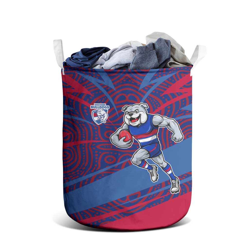 Western Bulldogs Australian Football Laundry Basket Tough Bulldog Mascot Art With Indigenous Pattern Art