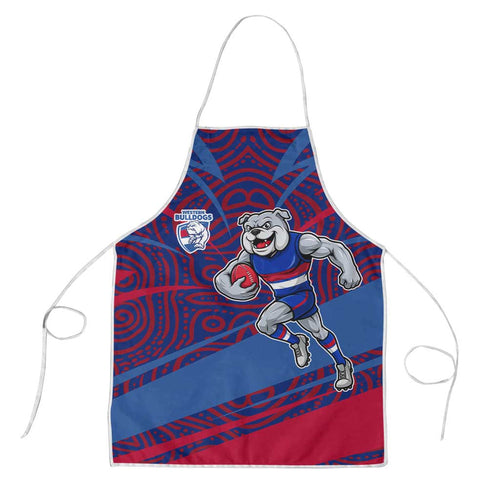 Western Bulldogs Australian Football Apron Tough Bulldog Mascot Art With Indigenous Pattern Art