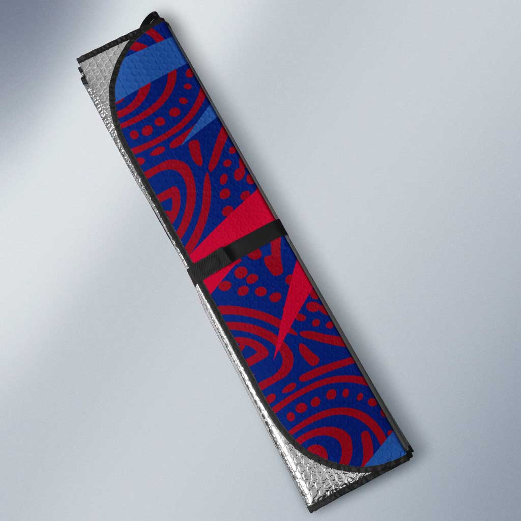 Western Bulldogs Australian Football Auto Sun Shade Tough Bulldog Mascot Art With Indigenous Pattern Art