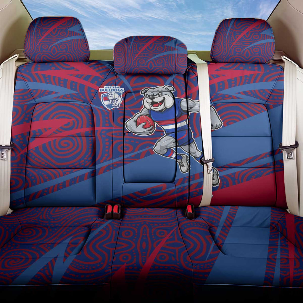 Western Bulldogs Australian Football Back Car Seat Cover Tough Bulldog Mascot Art With Indigenous Pattern Art