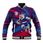 Western Bulldogs Australian Football Baseball Jacket Tough Bulldog Mascot Art With Indigenous Pattern Art