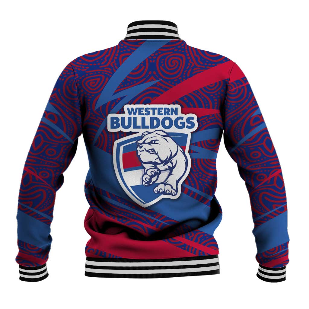 Western Bulldogs Australian Football Baseball Jacket Tough Bulldog Mascot Art With Indigenous Pattern Art